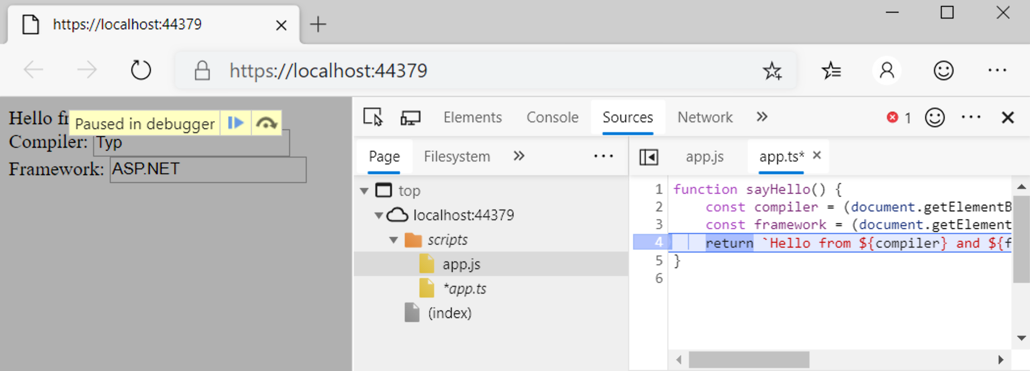显示调试器运行你刚刚编写的代码的图片